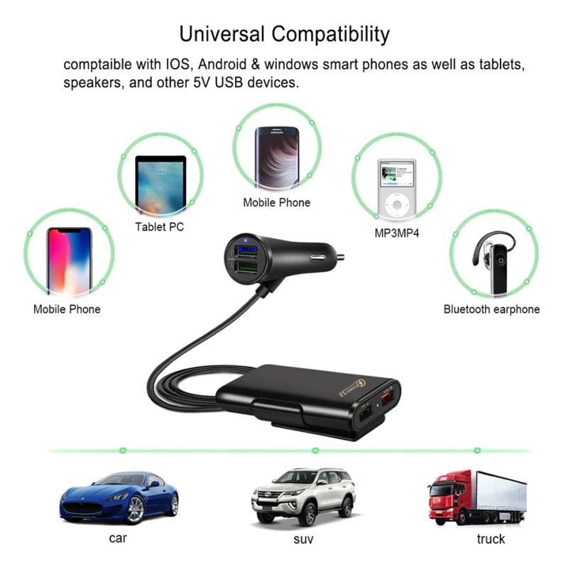 4-ports USB Car Quick Charger - Image 2