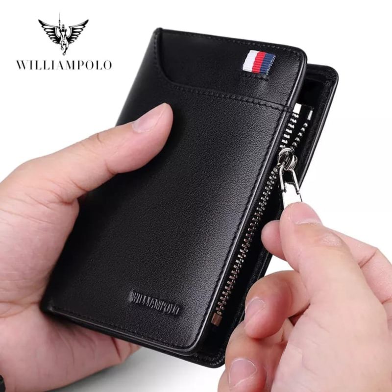 GENUINE LEATHER SHORT PURSE ZIPPER WALLET - Image 5