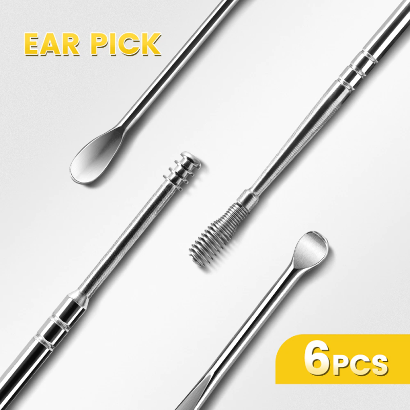 6 PCS Ear Pick Set Portable Ear Cleaner Set Stainless Steel With Leather Case - Image 7