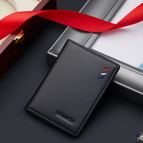 WILLIAMPOLO Short Bifold Slim Genuine Leather Mens Wallet