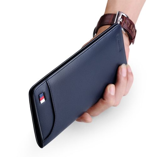 WilliamPOLO Men’s long leather wallet BLUE